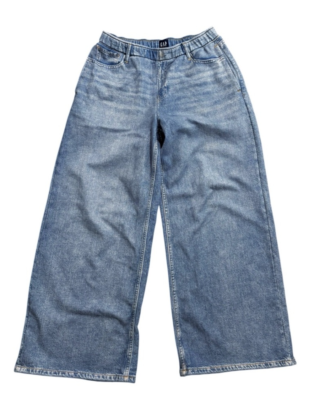 GAP Printed Baggy Sweatpants Jeans Light Wash Blue Size Small Wide Leg